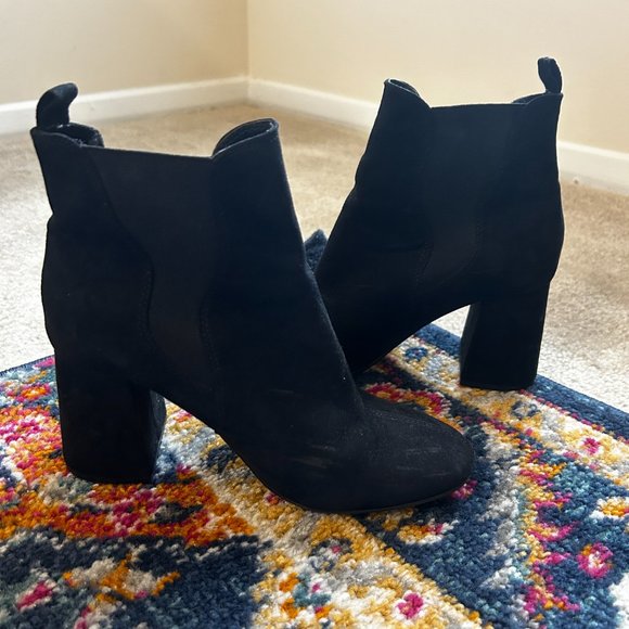 H&M Black Chunky Heel Suede Black Boots - Picture 5 of 6